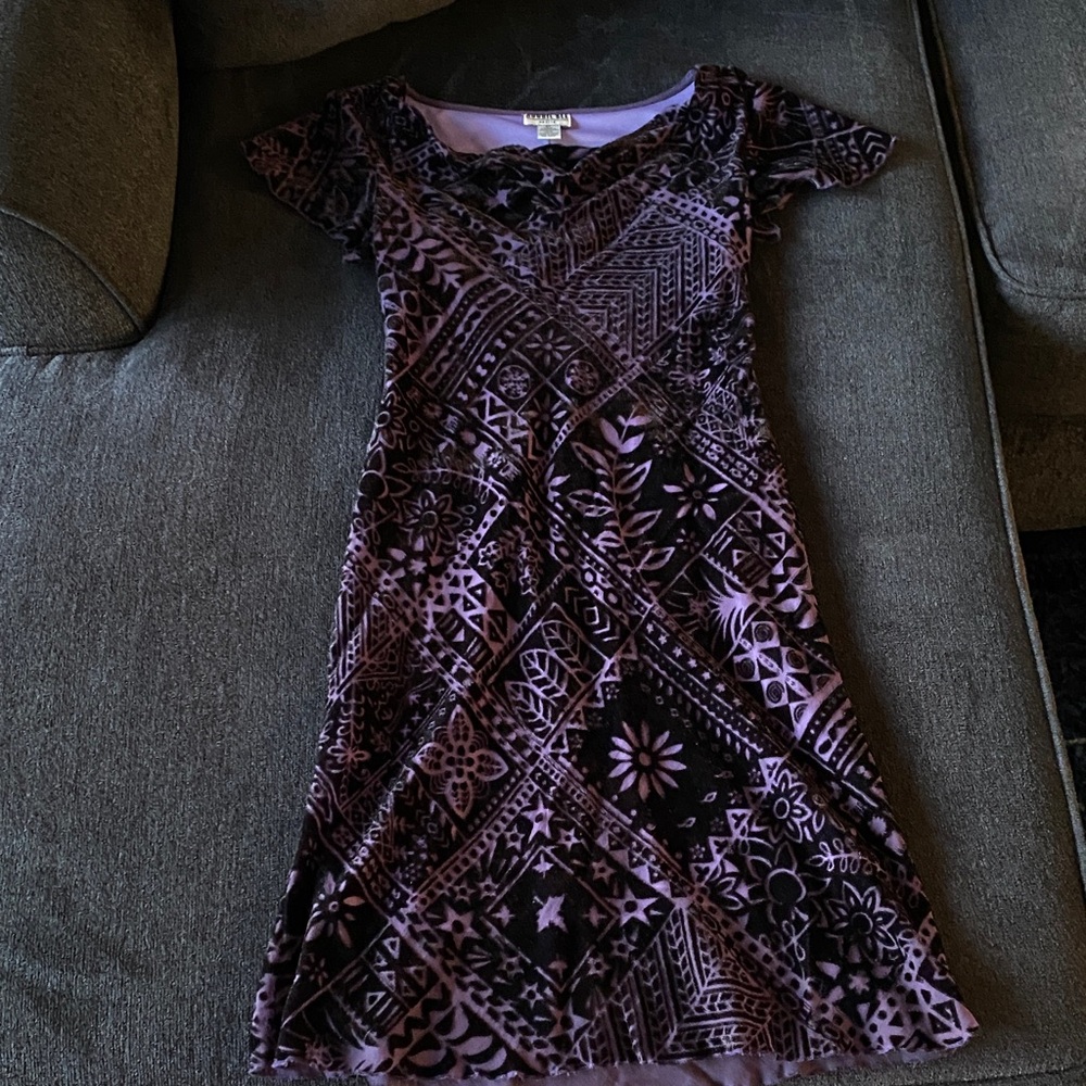 Purple/Black Velvet Vintage 90s Party Dress